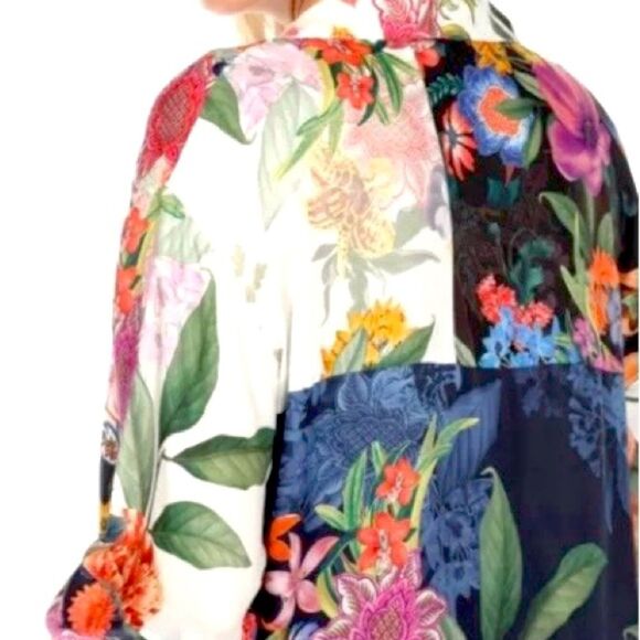 NEW Johnny Was Neon Jungle Mix Easy Patchwork Button Tunic Dress Silk Size L - Picture 6 of 16